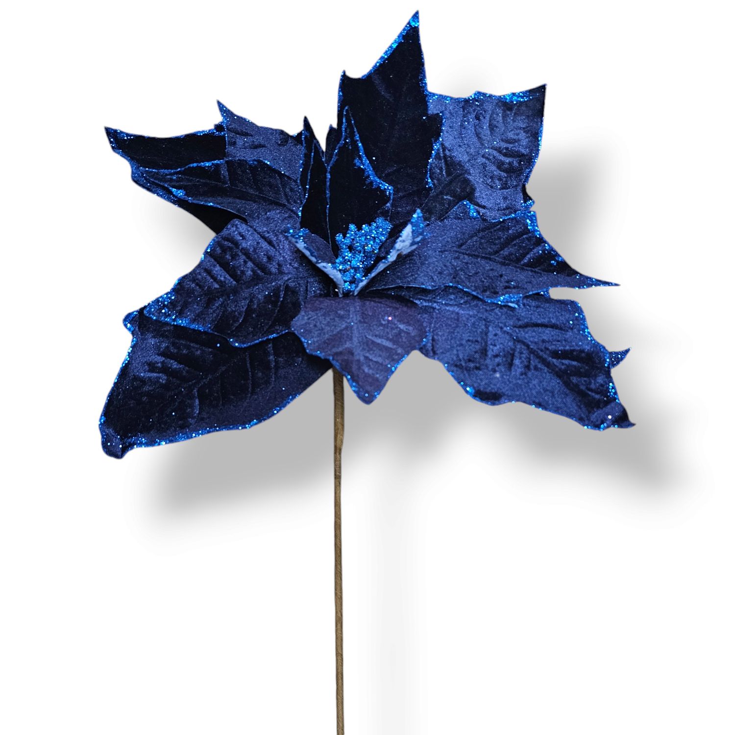 17-Inch Velvet Jumbo Poinsettia - Blue