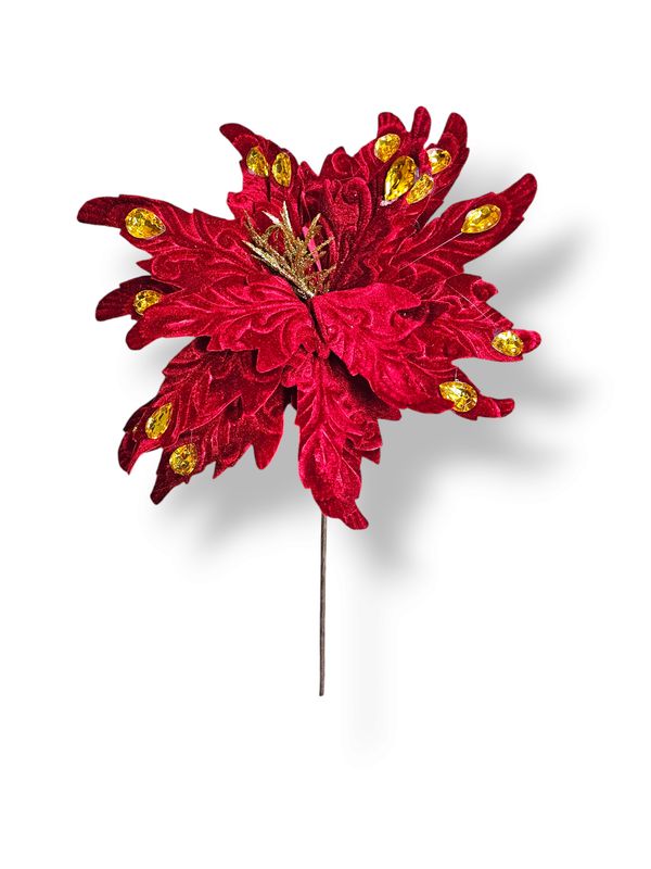 18” VELVET GEM POINSETTIA RED