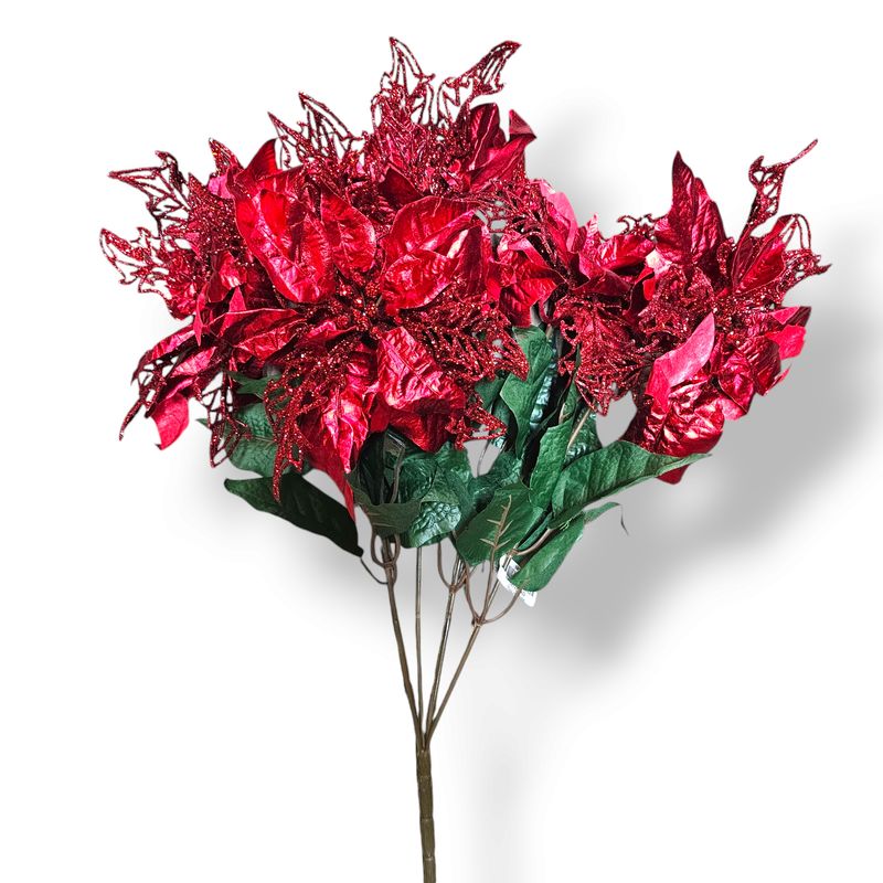 Glitter Poinsettia Red