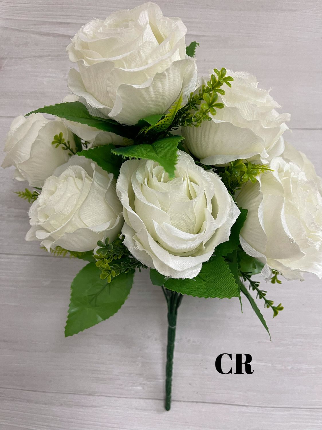 Satin Rose Bouquet w/Grnry x12 -CR