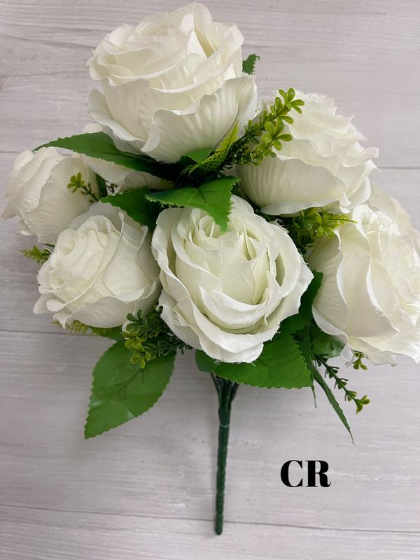 Satin Rose Bouquet w/Grnry x12 -CR