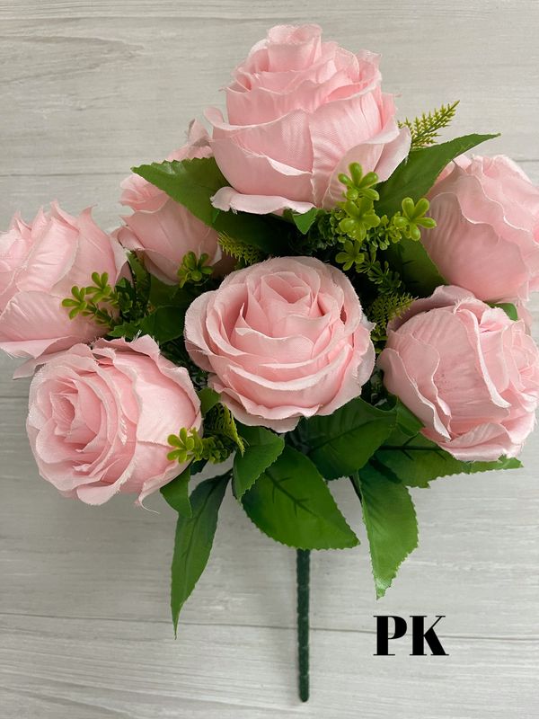 Satin Rose Bouquet w/Grnry x12 -PK