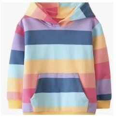 Girls Rainbow Stripes Long Sleeve Hooded