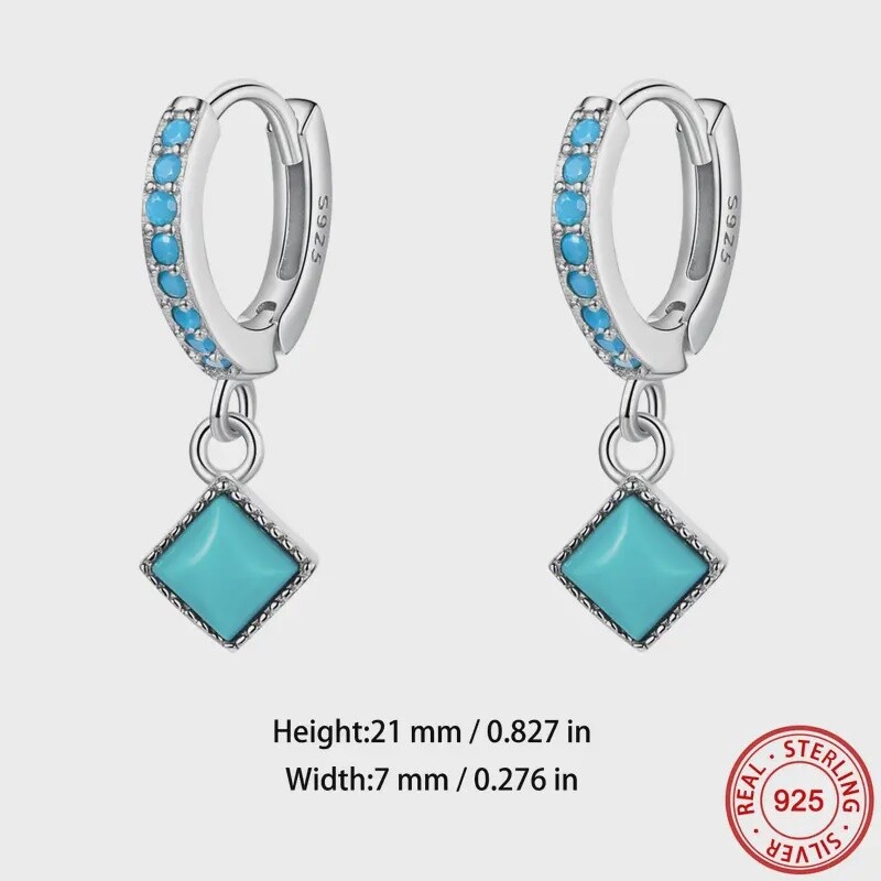 Silver Rhombus Hoop Earrings