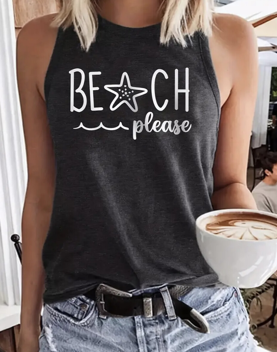 Beach Please Gray Tank