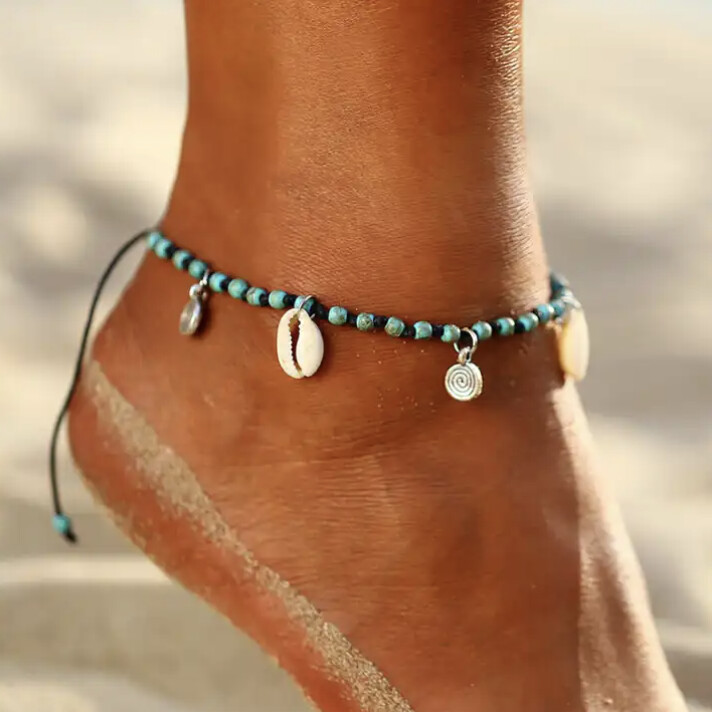 Yiwu Suyao Trading Co., Ltd. Bohemian Cowry and Turquoises Anklet