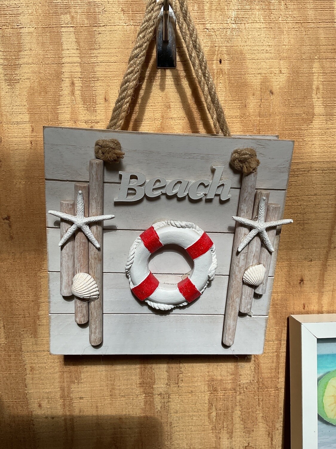 Wooden Beach Lifesaver Sign