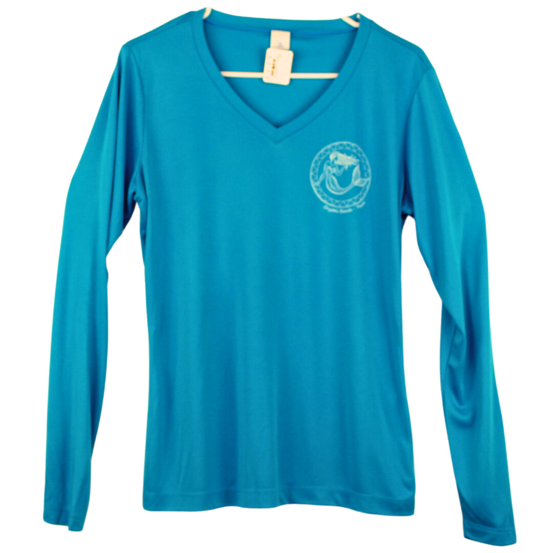 Mermaid Rash Guard - V Neck Neon, Color: ATOMIC BLUE, Size: S