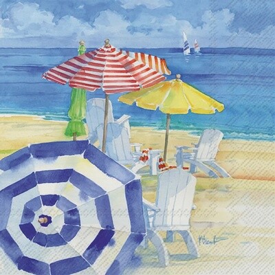 Paper Cocktail Napkins Pack of 20 Watercolor Beach