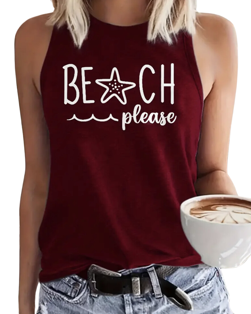 Beach Please Red Tank
