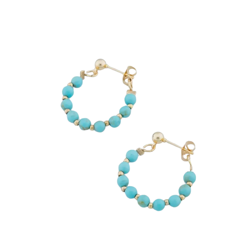 Natural Turquoise Hoop Earrings