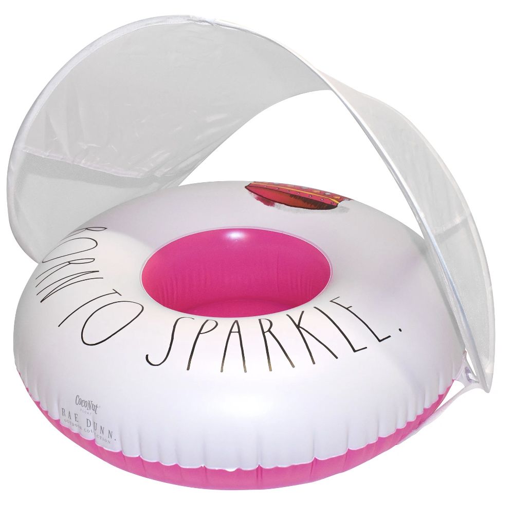 TODDLER FLOAT W/ CANOPY- BORN TO SPARKLE (PINK CROWN GRAPHIC, COLORED BASE)