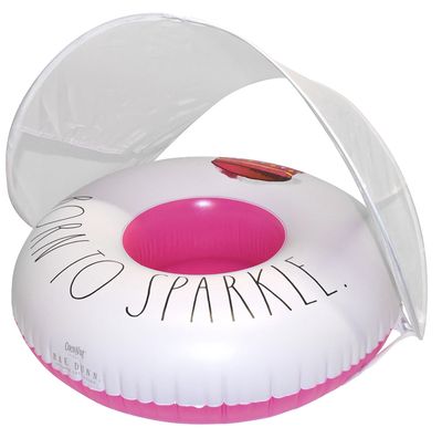 TODDLER FLOAT W/ CANOPY- BORN TO SPARKLE (PINK CROWN GRAPHIC, COLORED BASE)