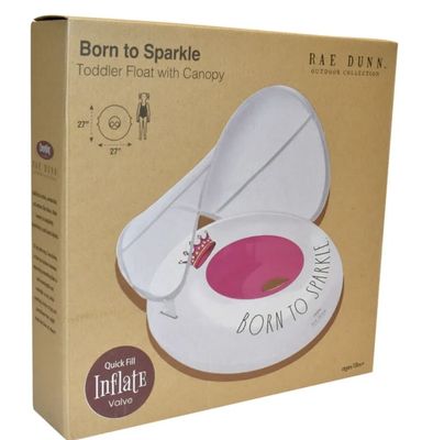 TODDLER FLOAT W/ CANOPY- BORN TO SPARKLE (PINK CROWN GRAPHIC, COLORED BASE)