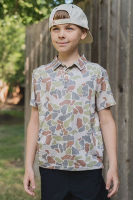 BURLEBO YOUTH POLO - DRIFTWOOD CAMO