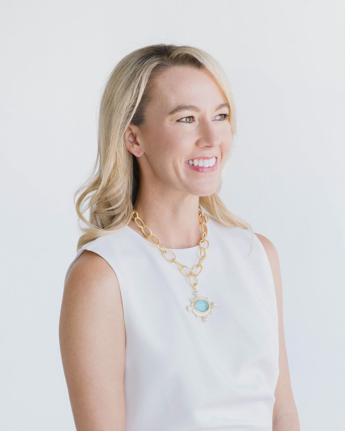 AQUA VENETIAN GLASS PEARL CHAIN NECKLACE