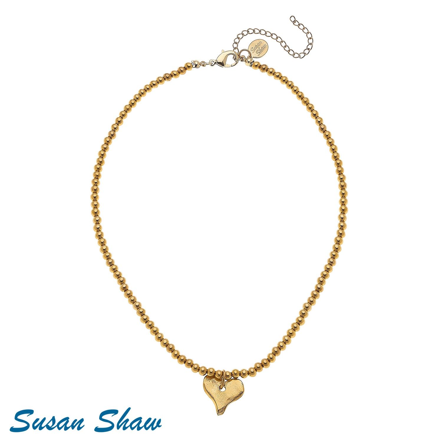 GOLD HEART BEADED NECKLACE