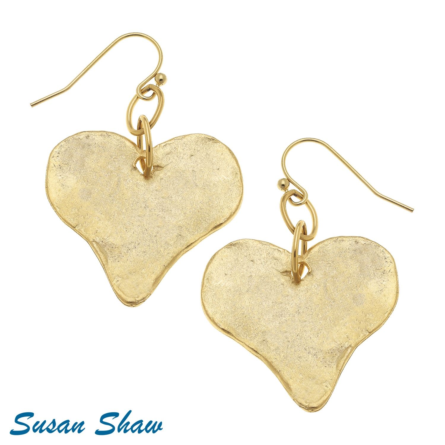 GOLD MEDIUM HEART EARRINGS