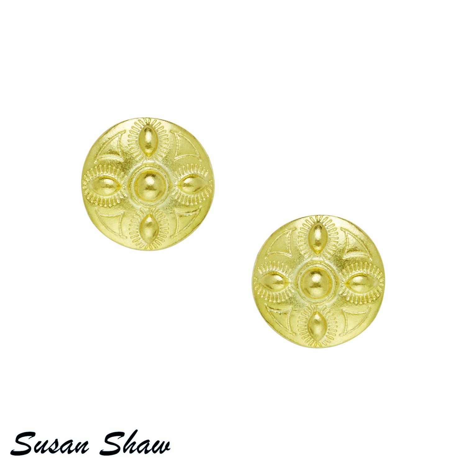 GOLD ROUND CONCHO EARRINGS