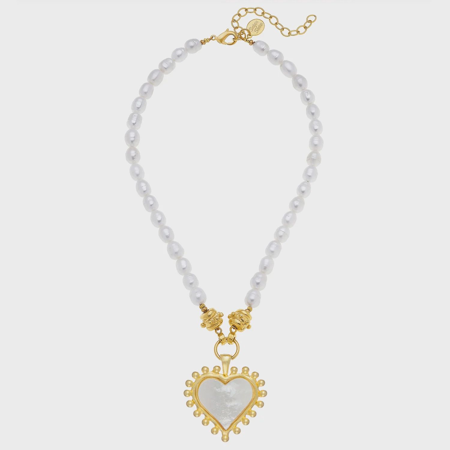 SUSAN SHAW MOTHER OF PEARL HEART PEARL NECKLACE