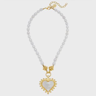 SUSAN SHAW MOTHER OF PEARL HEART PEARL NECKLACE