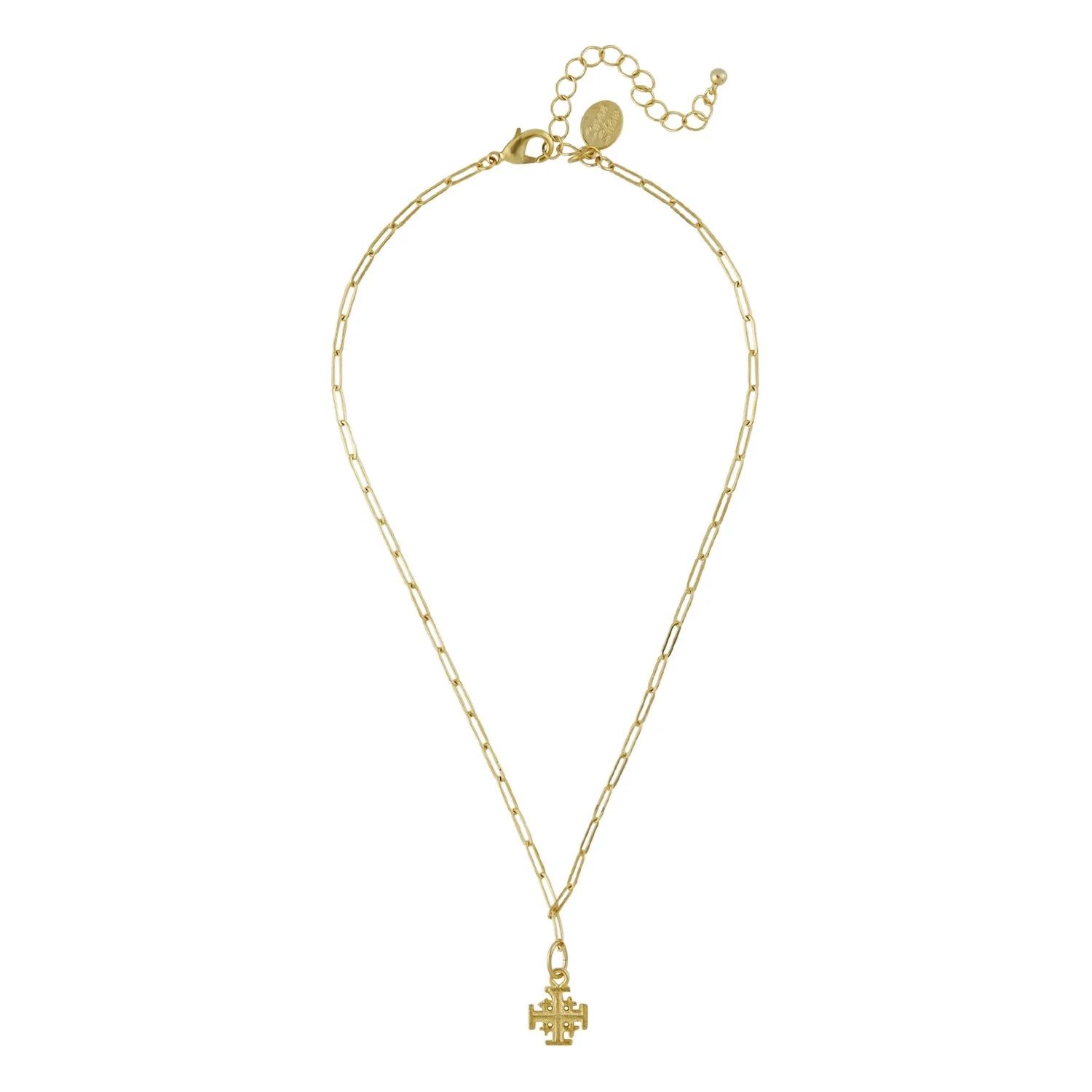 SUSAN SHAW JERUSALEM CROSS PAPERCLIP NECKLACE