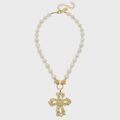 SUSAN SHAW BARCELONA CROSS NECKLACE
