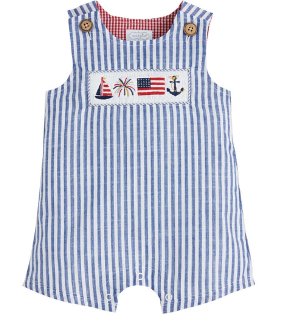 Mud Pie Usa Stripe Smocked Jon Jon