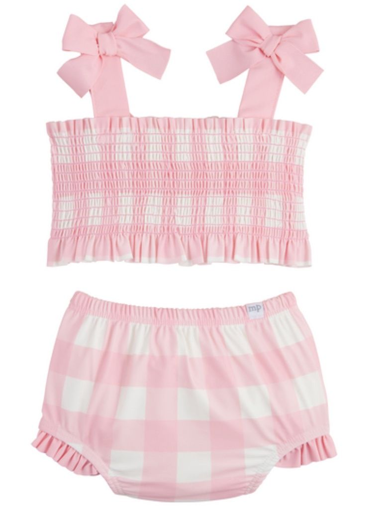 Mud Pie Girls&#39; Gingham Smocked Swimsuit