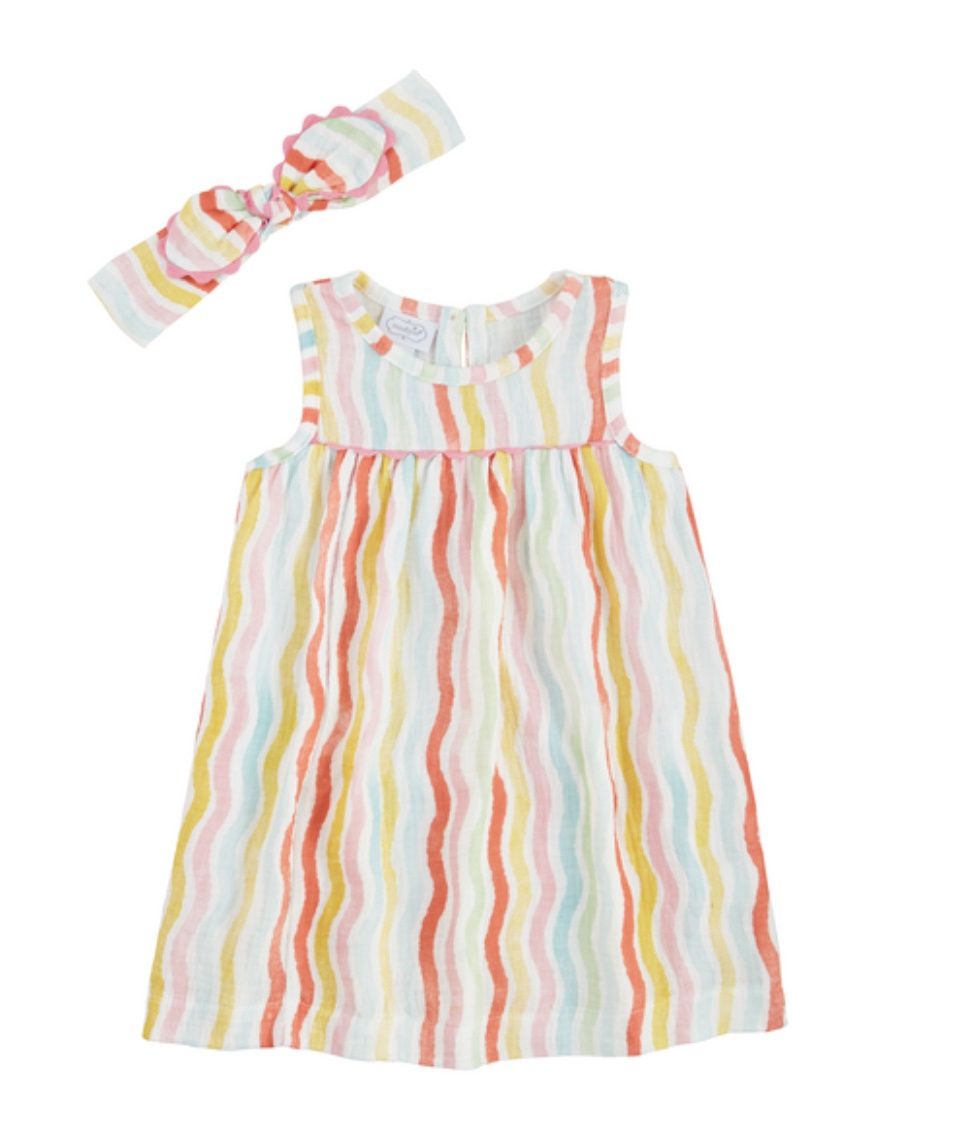 Mud Pie Rainbow Toddler Dress Set