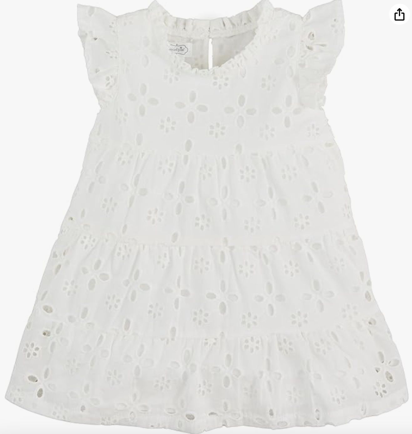 Mud Pie Girls&#39; White Lula Eyelet Dress MP