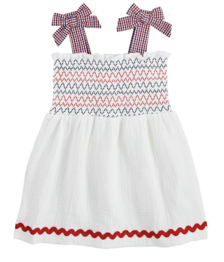 Mud Pie White Smocked Gauze Toddler Dress