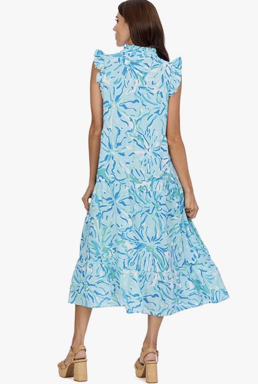 MUD PIE ADAIR TIERED MAXI DRESS BLUE