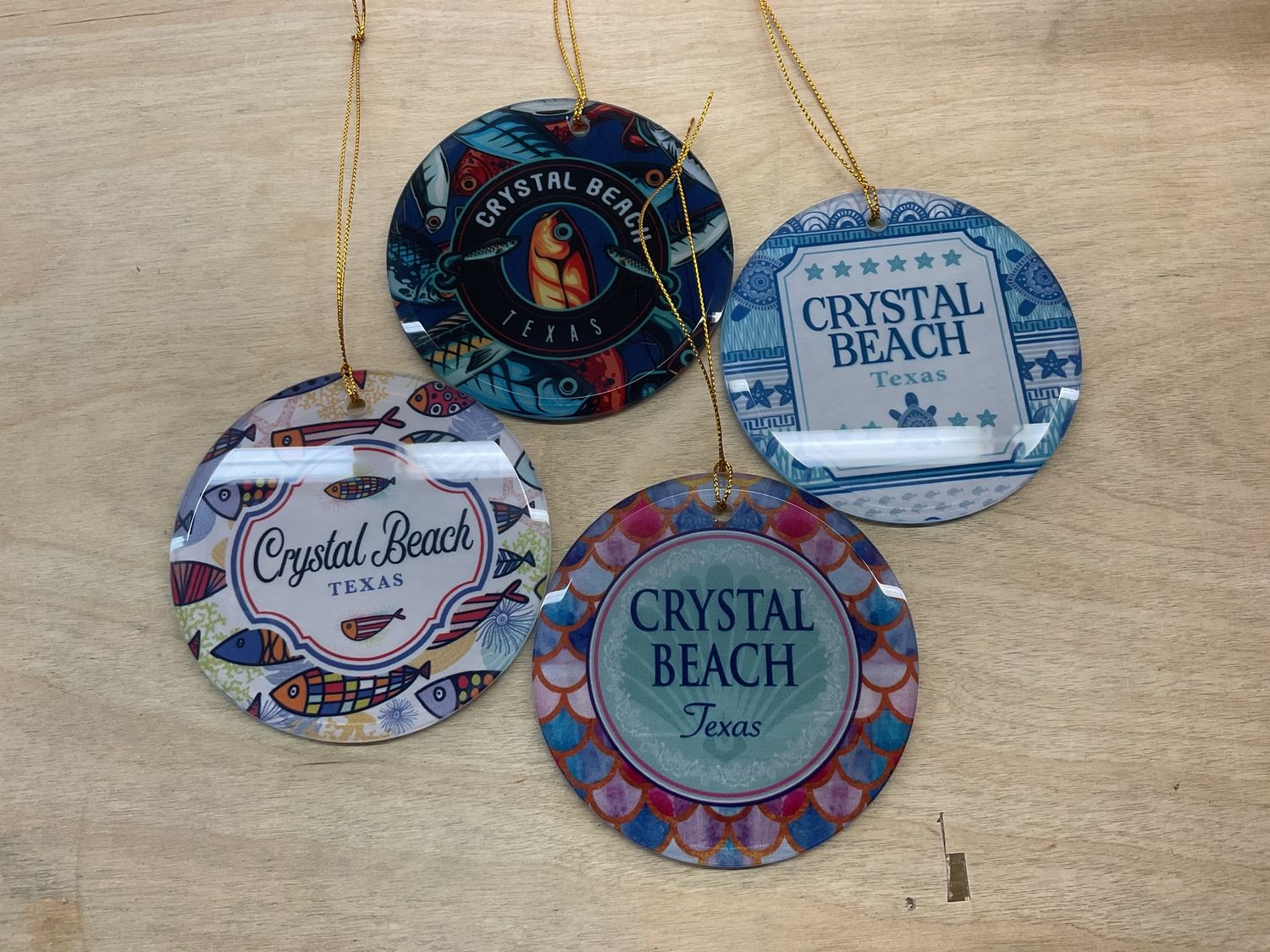 CRYSTAL BEACH GLASS ORNAMENT