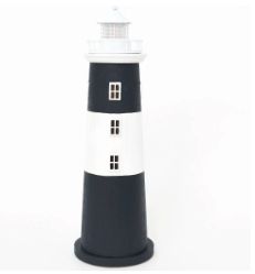 Lighthouse w/ LED, Battery, Black/White, Resin