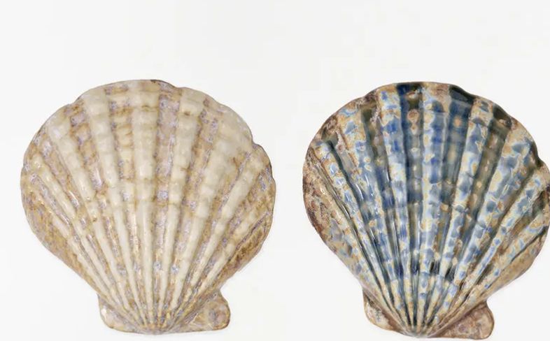 Scallop Shell Plates, Ceramic, Neutrals