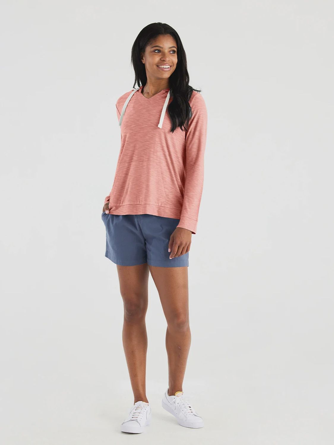FREE FLY WOMEN’S BAMBOO SLUB HOODIE, Color: BRIGHT CLAY, Size: XS