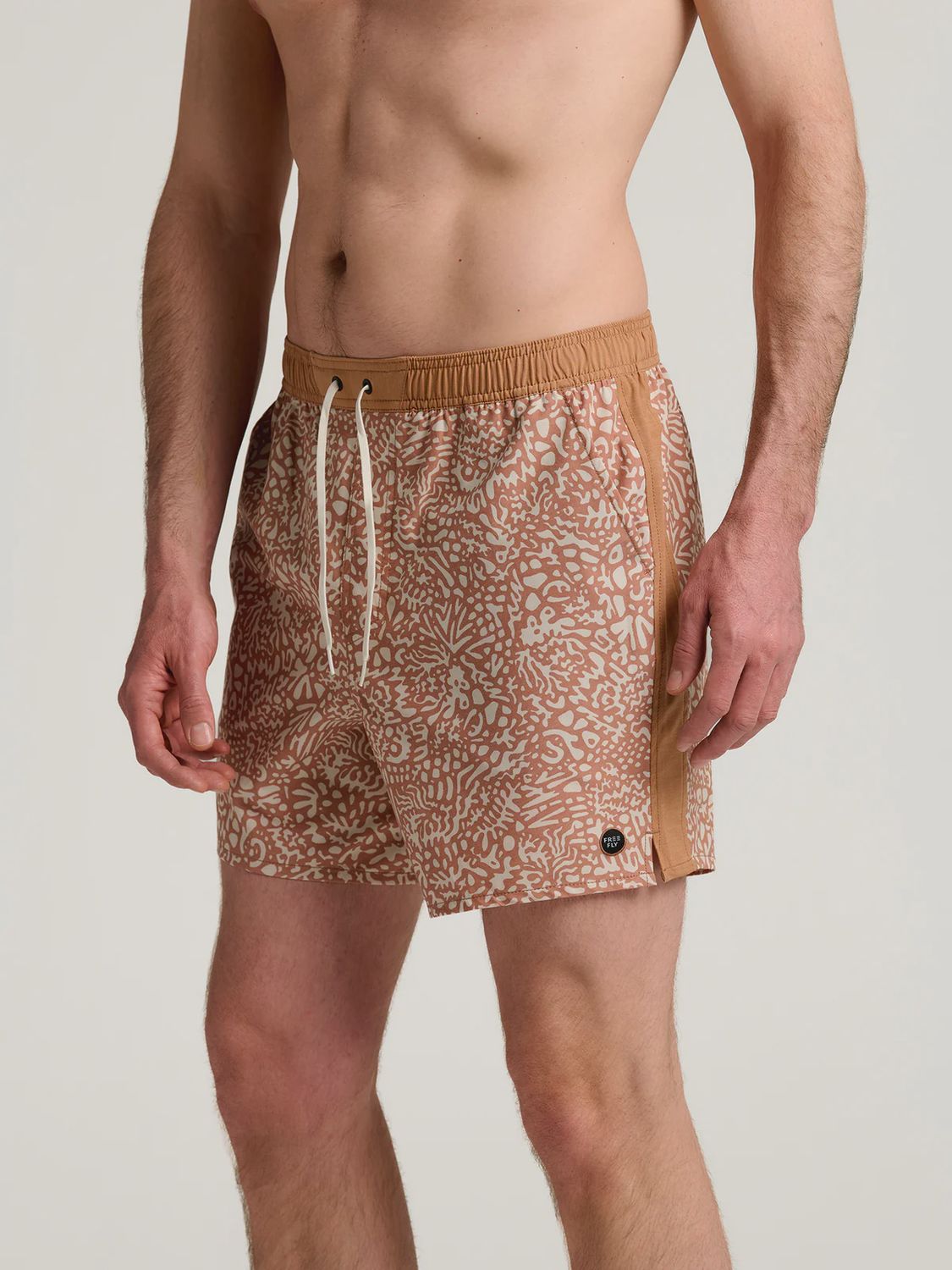 FREE FLY MEN’S PALMERA ELASTIC BOARDSHORT, Color/ Pattern: DRIFTER PRINT CANYON CLAY, Size: S