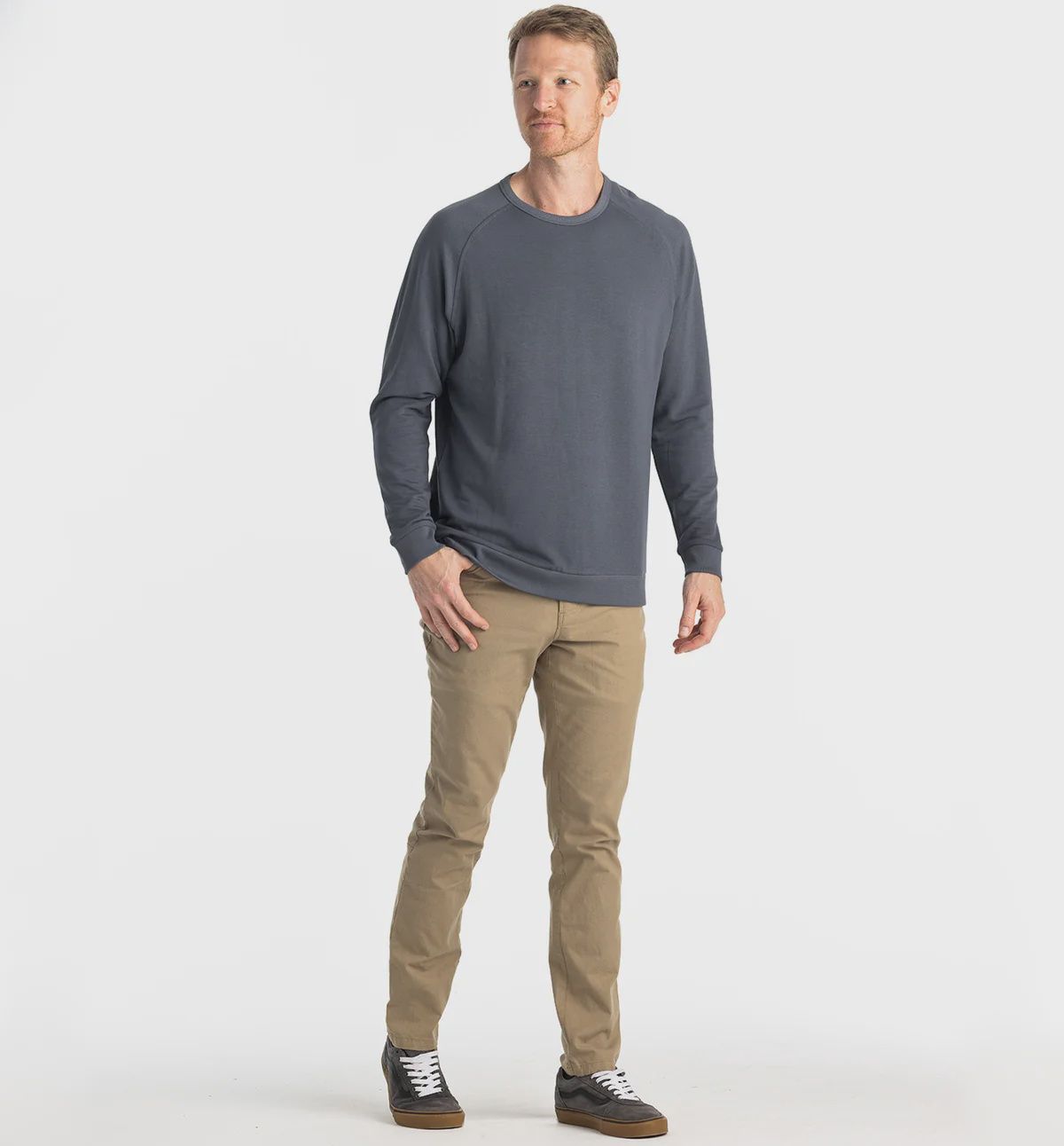 FREE FLY MEN&#39;S BAMBOO LIGHTWEIGHT FLEECE CREW, Color: Storm Cloud, Size: M