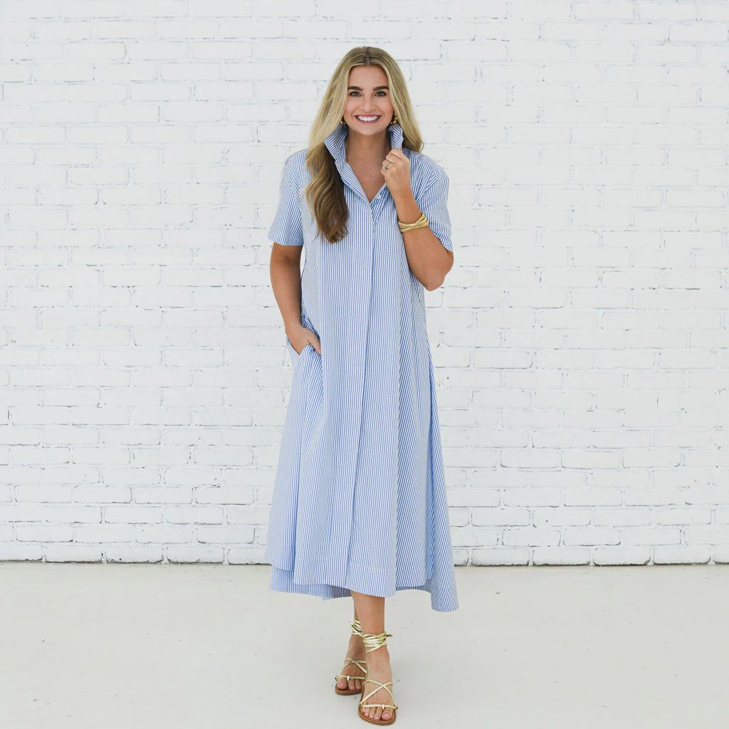 CARYN LAWN MILLIE DRESS LONG LIGHT BLUE