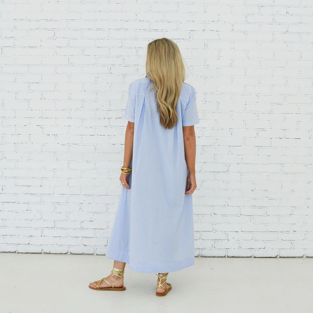 CARYN LAWN MILLIE DRESS LONG LIGHT BLUE