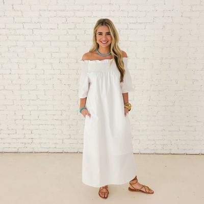 CARYN LAWN POLLY DRESS WHITE