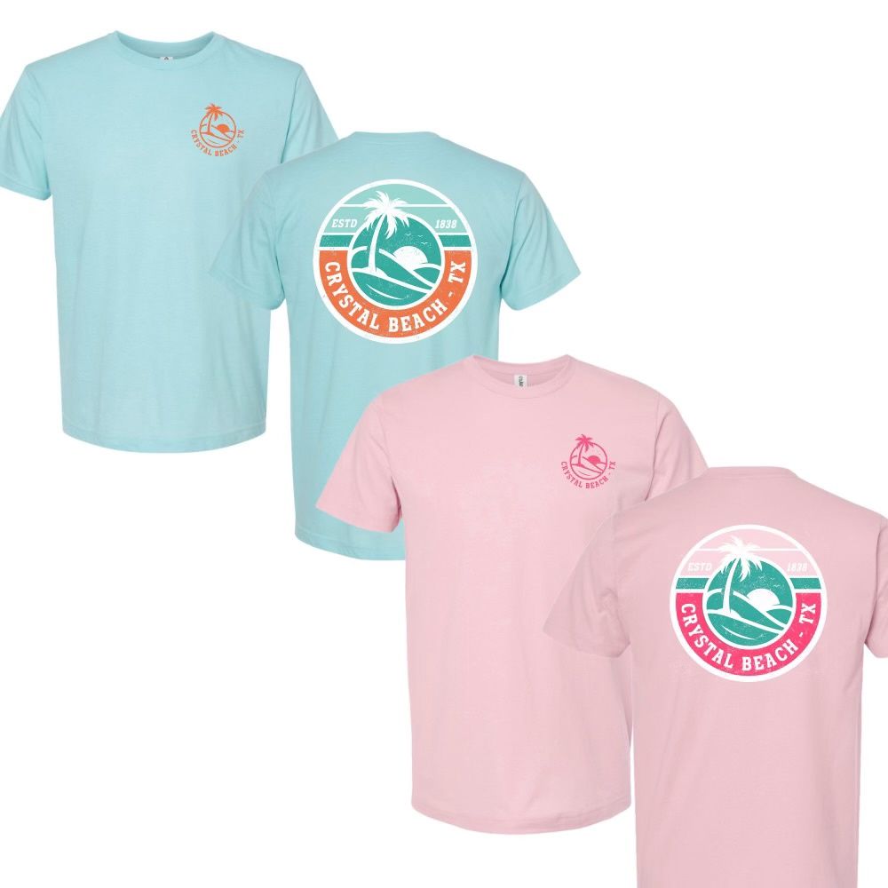 Palm, Surf, and Sand Tee, Color: Ice Blue, Size: S