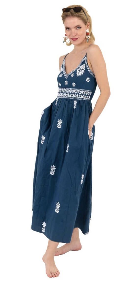 Gretchen Scott Hand Embroidered Midi Dress - Fiesta Time