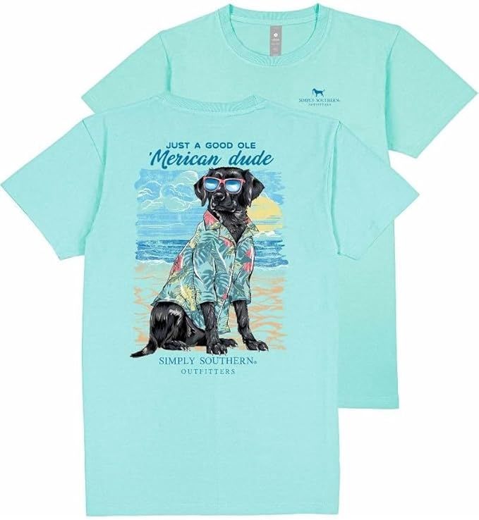 SIMPLY SOUTHERN MENS BEACH AQUA TEE