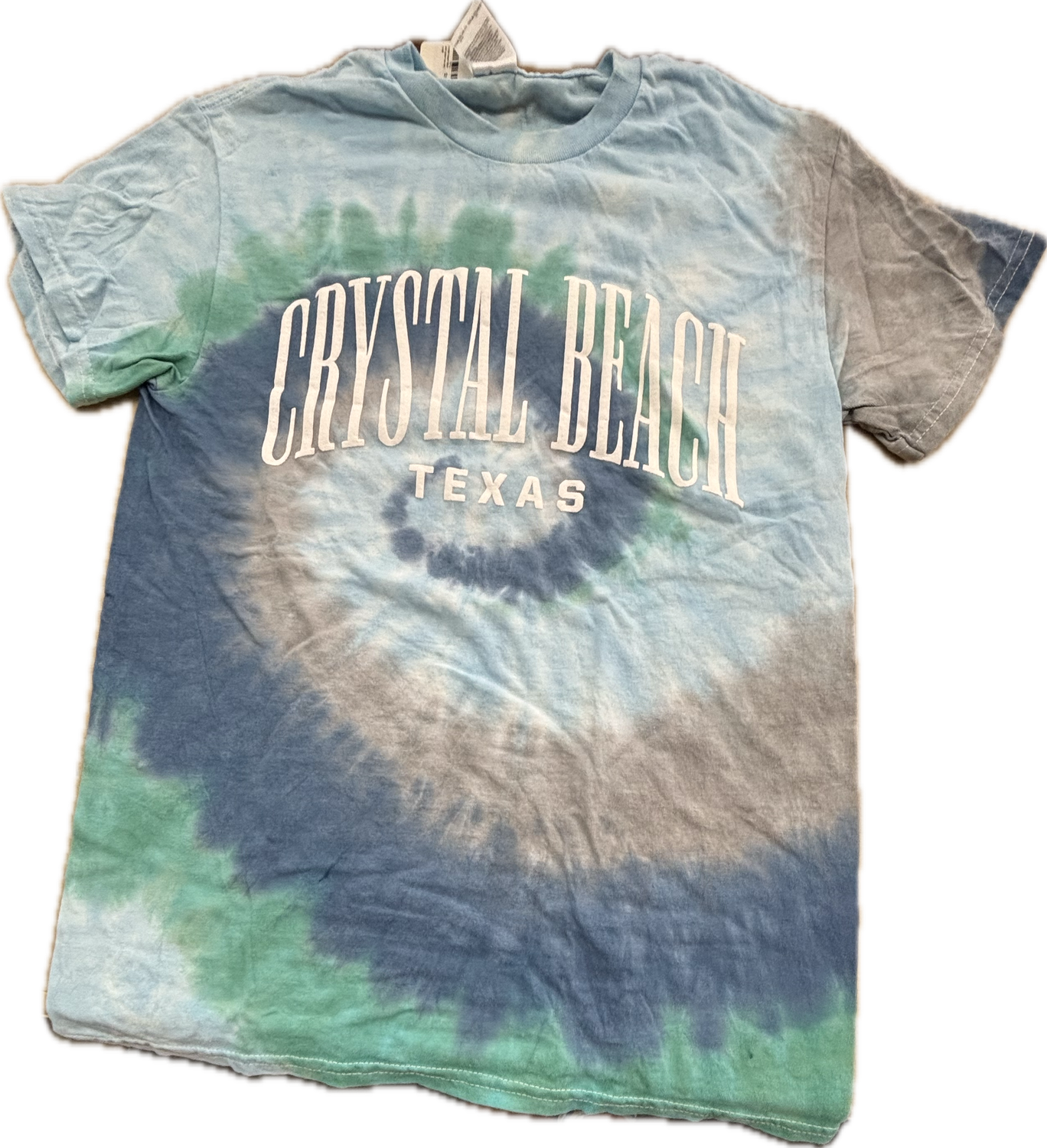 CRYSTAL BEACH PRIMARY COLOR TIE DYE T-SHIRT, Color: Primary Tie Dye Green and Blue, Size: small