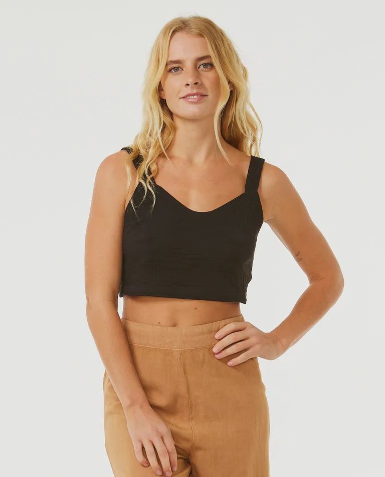 Rip Curl Premium Surf Crop Top, Color: 90 BLACK, Size: S