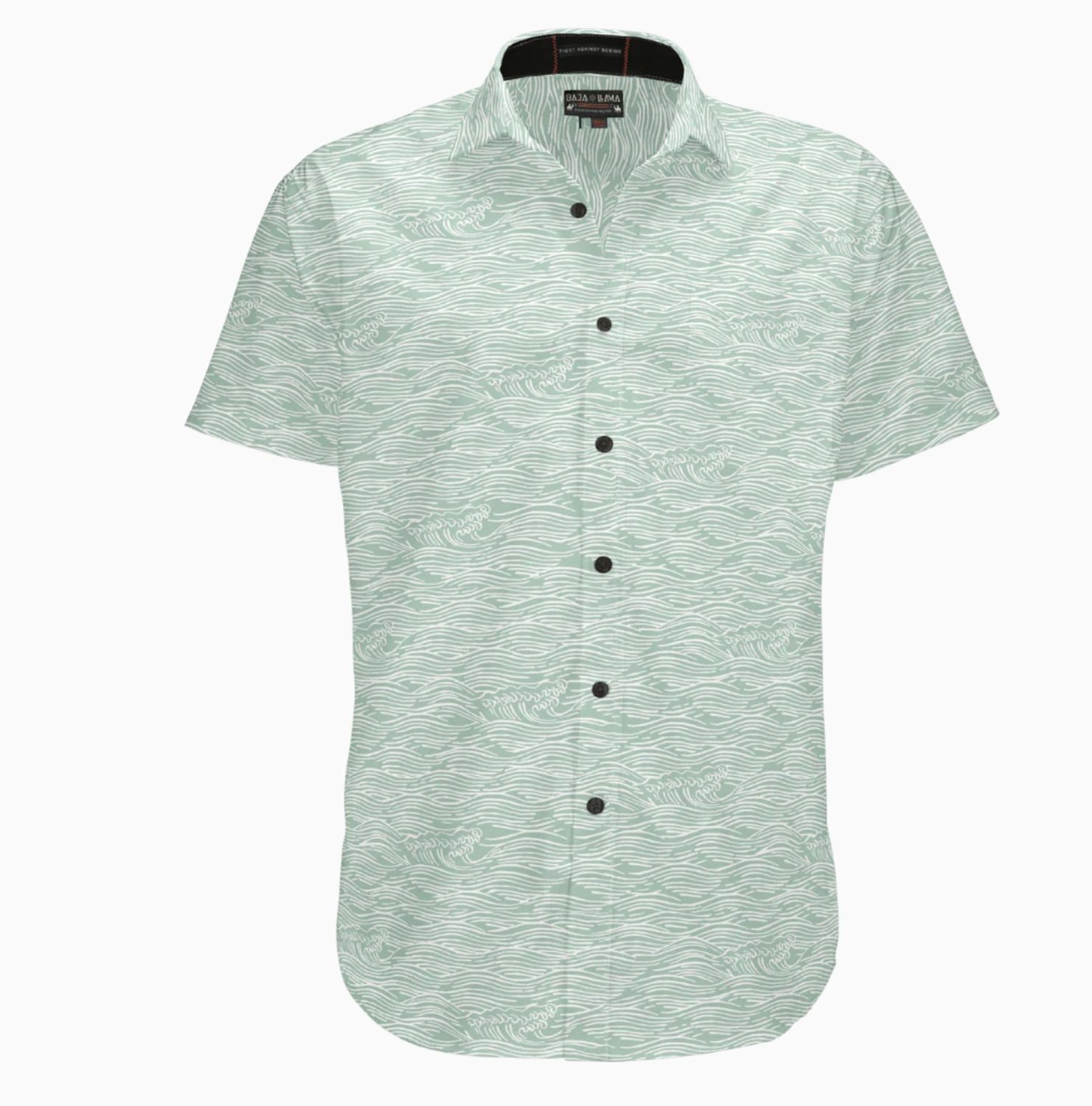 BAJA LLAMAS ROLL TIDES FERN GREEN 7-SEAS BUTTON UP