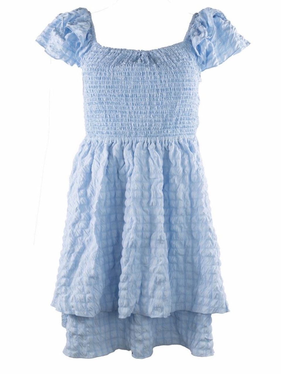 SIMPLY SOUTHERN DRESS LAT TIEBK, Color: LTBLUE, Size: S