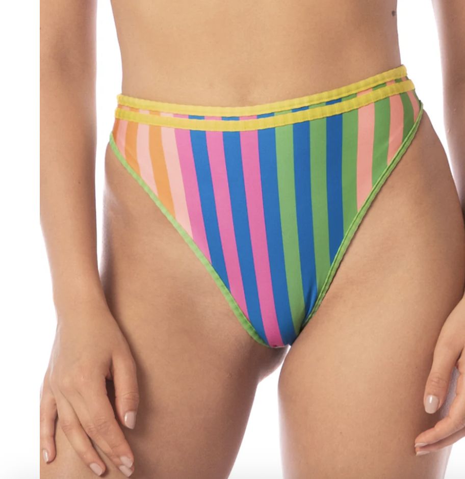 MAAJI STRIPED ELITE HIGH RISE CLASSIC BIKINI BOTTOM